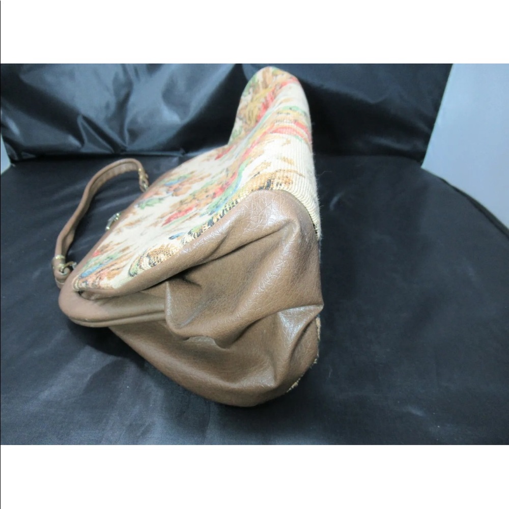 Spilene Tapestry, Vintage Purse, Brown, Clasp, Strap, Pocket Book, 1950's - Picture 10 of 10